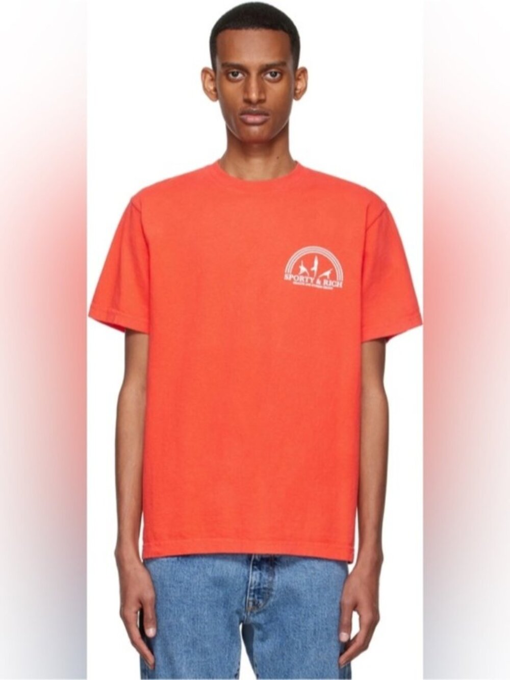 Sporty & Rich Cotton Cherry red white logo "Health Fitness Group" t-shirt top S